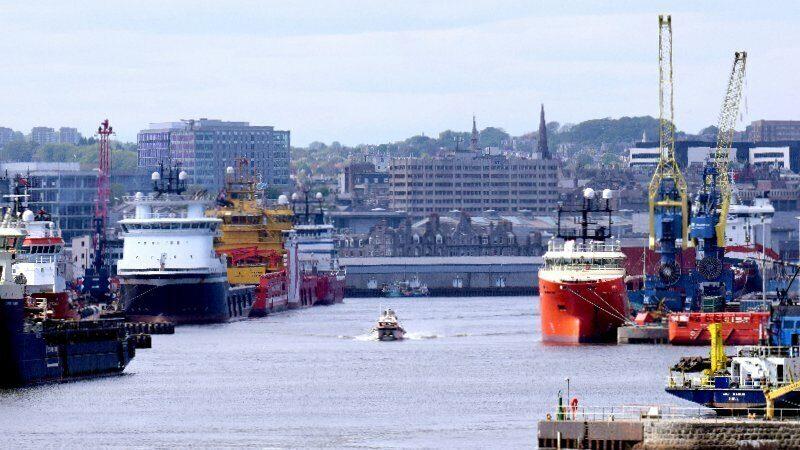 Harbour with several large ships.
